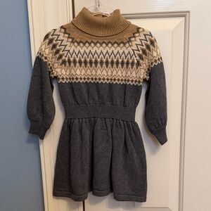 NWT 12-18 Months Janie and Jack Fair Isle Knit Dress in Gray and Tan